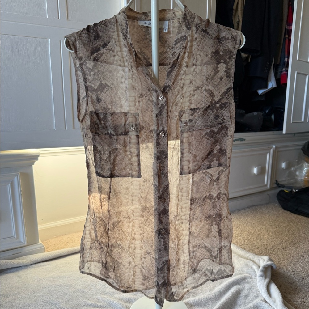 Yves Saint Laurent sheet Snake Print Sleeveless Top